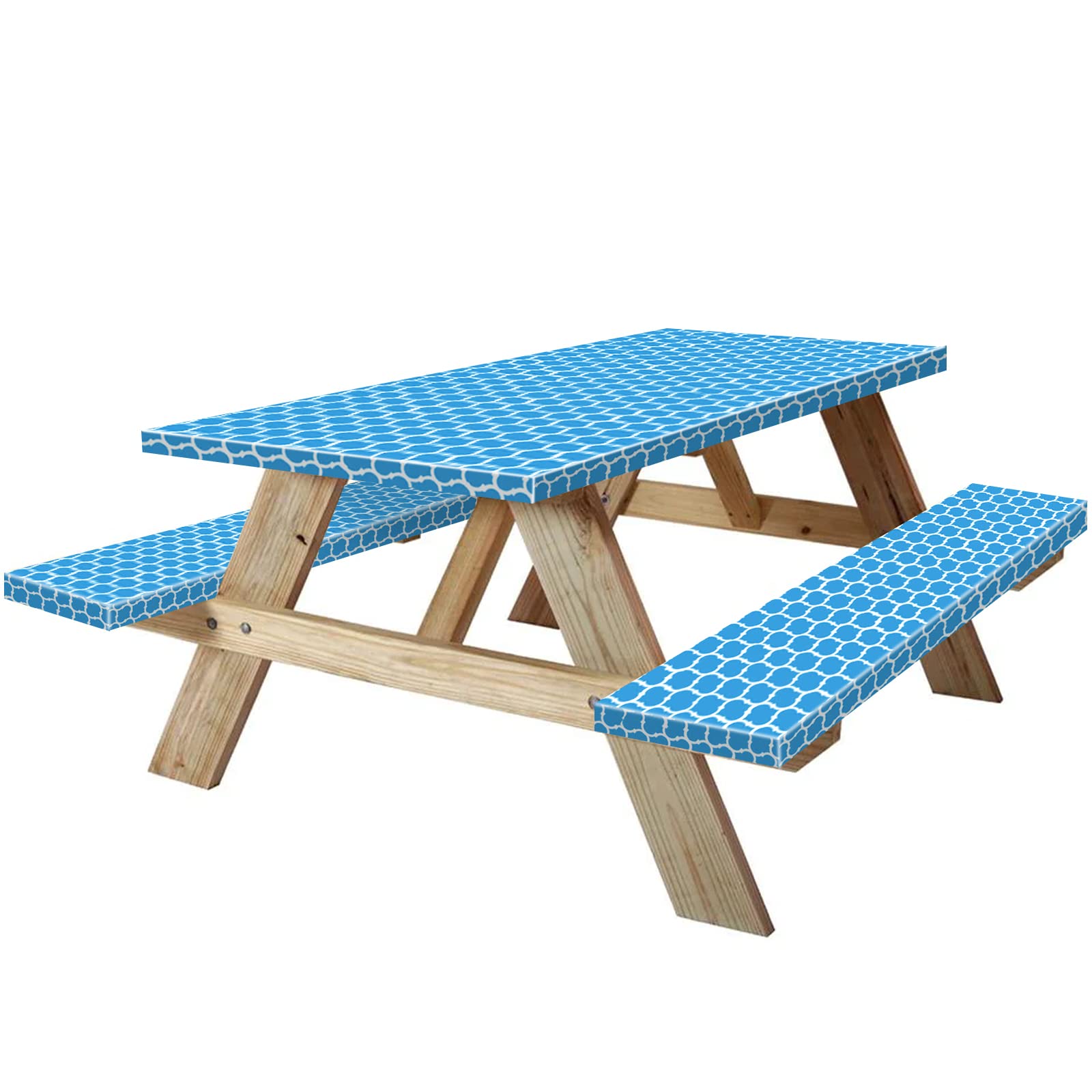 KENOBEE 8ft Picnic Table and Bench Cover, Camping Essentials RV Gear, 96 in Waterproof Windproof Outdoor Elastic All Around Tabl
