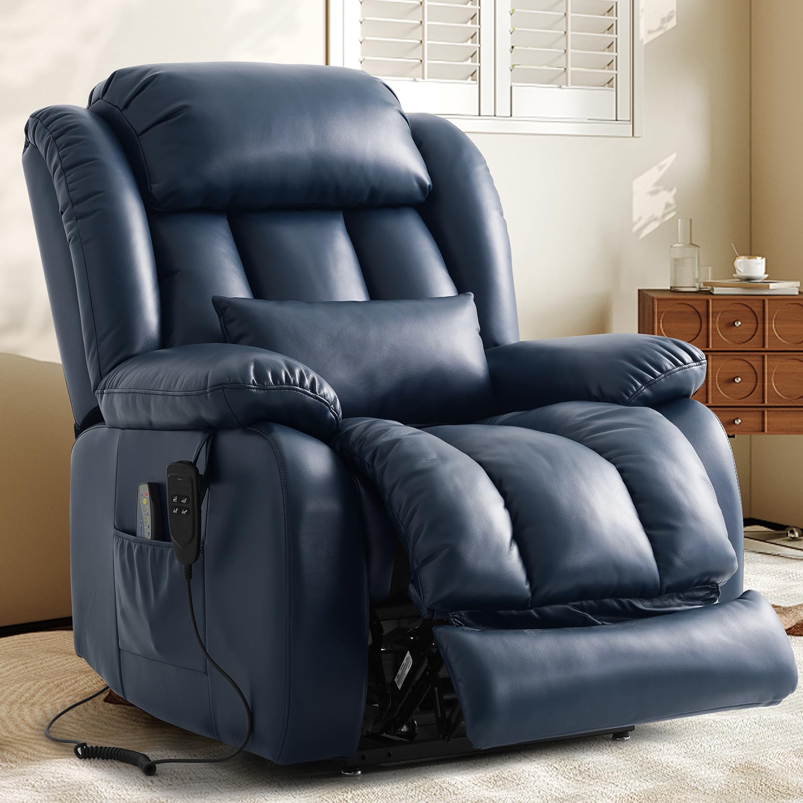 EDILLY Extra Large Power Lift Recliner Chairs for Elderly,Infinite Position Lay Flat Dual Motor Recliners Chair,with Heating and