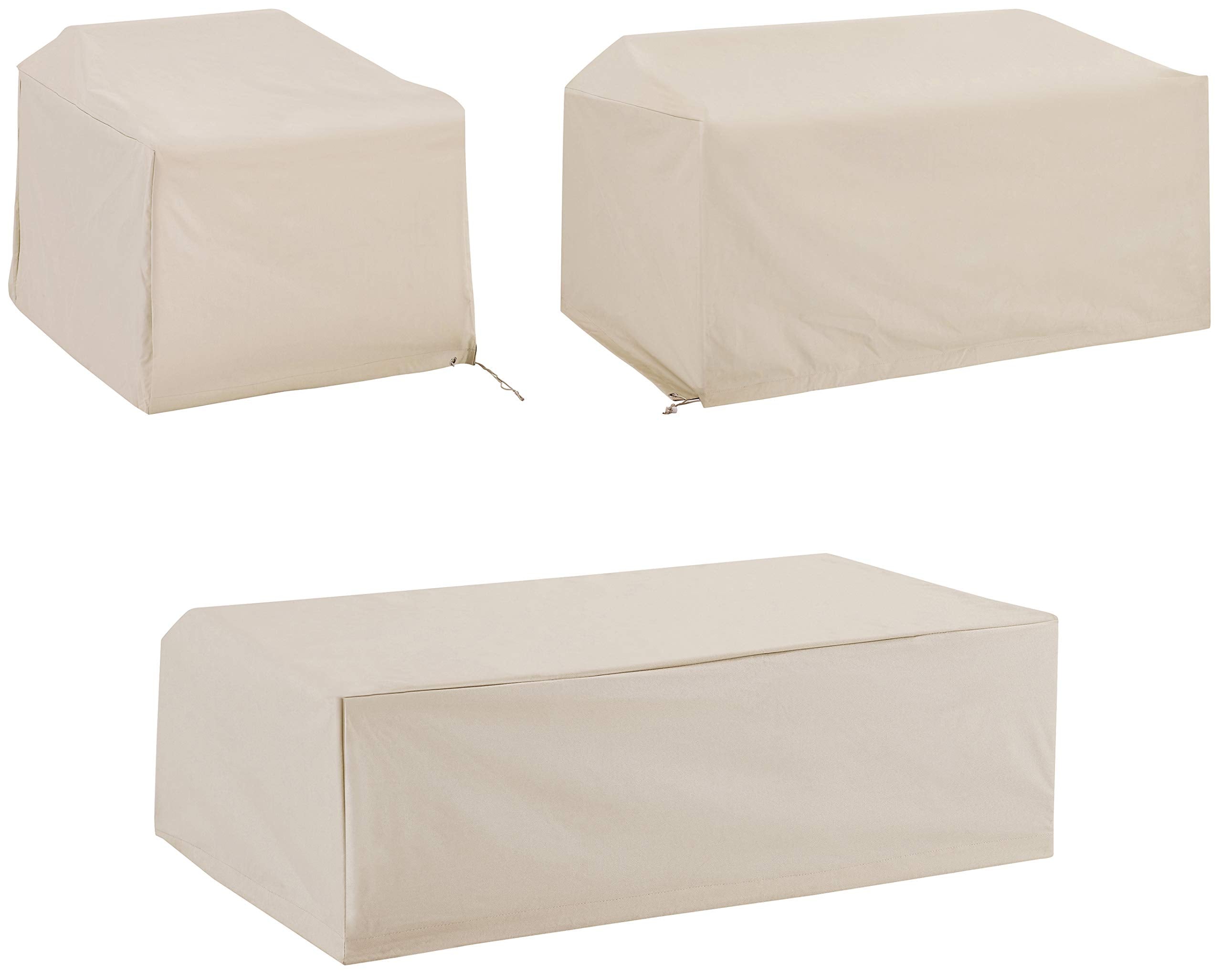 Crosley Furniture Patio Furniture Covers, Waterproof 3-Piece Cover Set for Outdoor Chair, Loveseat, Table, Tan