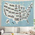 Shrahala Usa Map Tapestry Wall Hanging for Kids Student, Hand-Painted Geographic America Map with State Names Educational Tapest