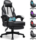 BOSSIN Big and Tall Gaming Chair with Footrest and Massage, 400lb Weight Capacity, Ergonomic Heavy Duty Chair with Large Size Se