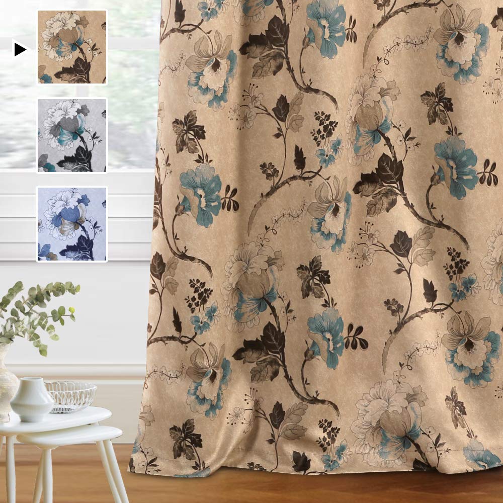 H.VERSAILTEX Blackout Curtains for Bedroom/Living Room Thermal Insulated Printed Curtain Drapes 63 Inches Long Energy Efficient 