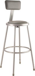 National Public Seating Grey Steel Stool with 30 Vinyl Upholstered Seat and Backrest