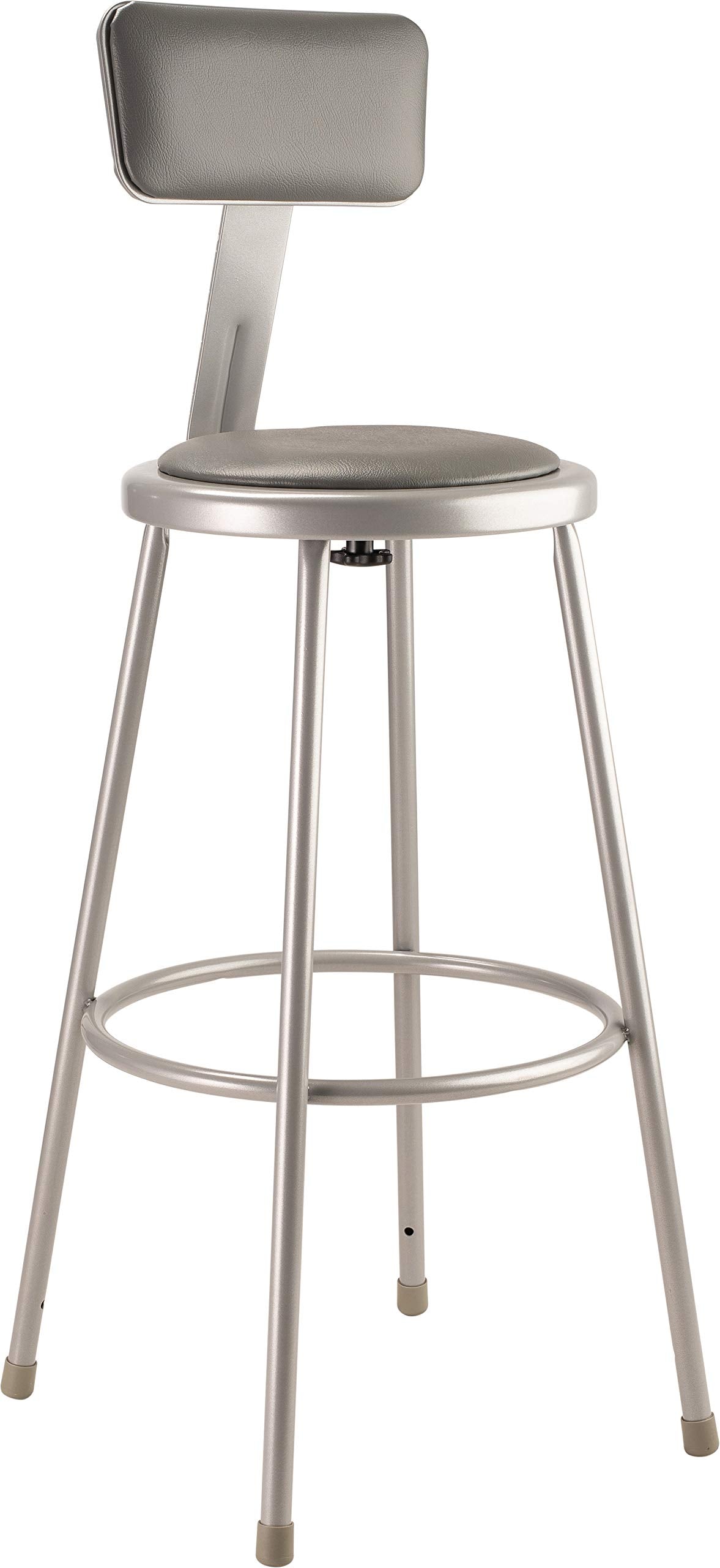 National Public Seating Grey Steel Stool with 30 Vinyl Upholstered Seat and Backrest