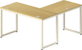 SHW Home Office 55x60 Large L Shaped Corner Desk, Oak