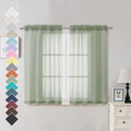 OVZME 2 Panels Window Sage Green Sheer Curtains 42 x 45 Inches for Small Windows, Soft Touching Top Dual Rod Pocket Drapes for L
