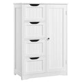 Topeakmart Free-Standing Cabinet Wooden Bathroom Cabinet Storage Cabinets Four Drawers and Cupboard for Bathroom and Kitchen