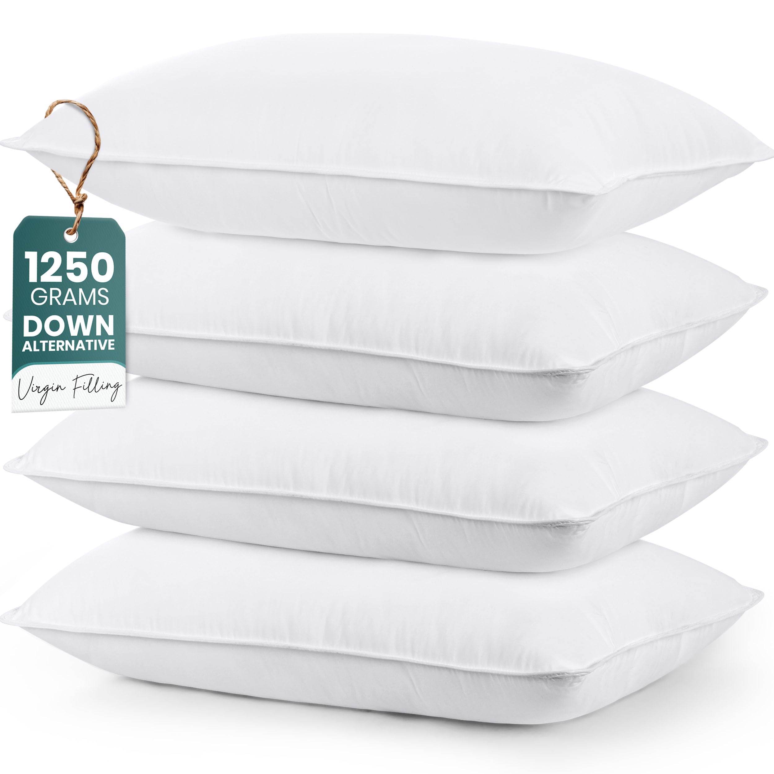 Utopia Bedding Bed Pillows for Sleeping (White), King Size, Set of 4, Hotel Pillow, Cooling Pillows for Side, Back or Stomach Sl