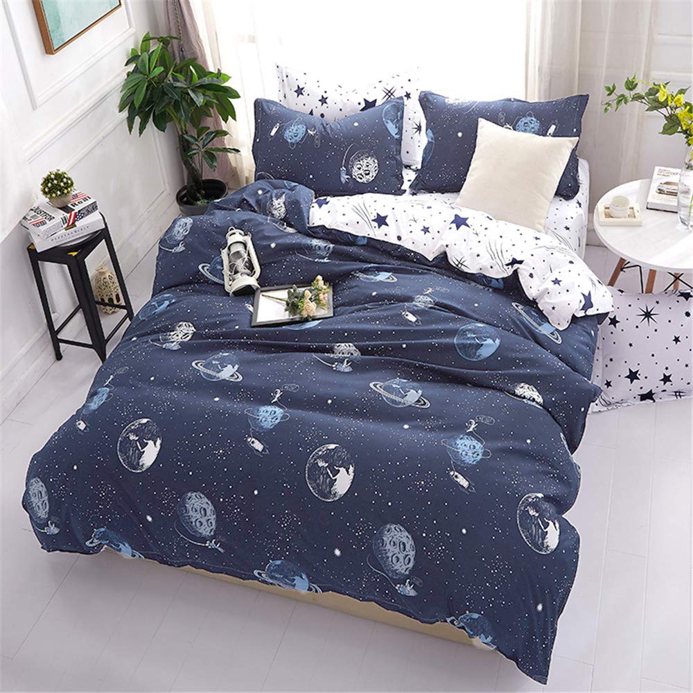 JQWUPUP Galaxy Space Bedding Twin Boy, Microfiber Planet Boy Duvet Cover Twin Gift for Teens Kids, Universe Duvet Cover Lightwei