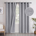 YoungsTex Blackout Linen Curtains for Living Room 84 Inches Long, Grey Linen Textured Full Room Darkening Window Curtain Drapes 