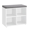 VASAGLE Shoe Bench with Cushion, Shoe Storage Bench with 4 Compartments and 2 Adjustable Shelves, Entryway Bench with Padded Sea