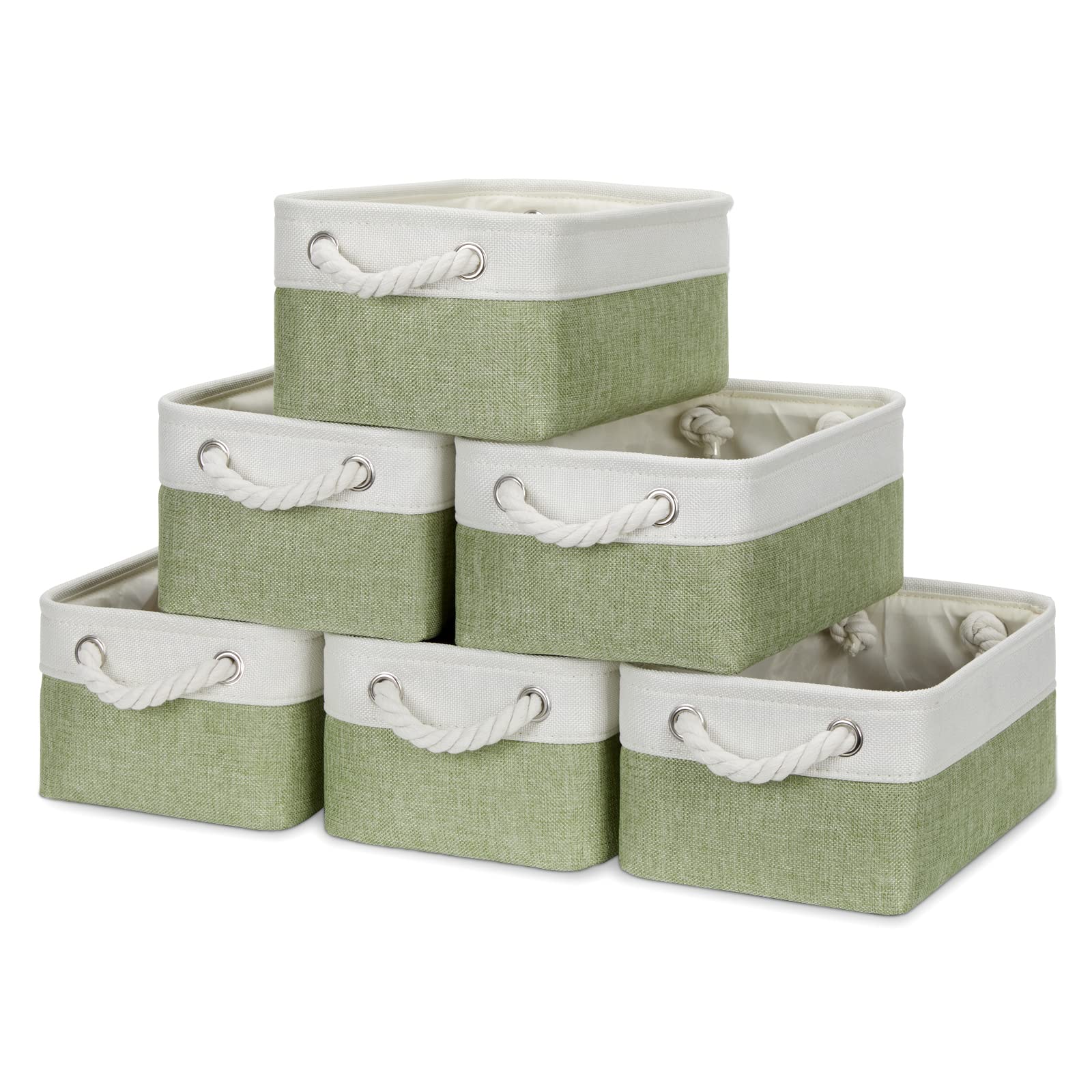 Bidtakay Small Baskets for Organizing Linen Closet Storage Baskets Set Of 6 Decorative Storage Bins for Shelves Cute Rectangular