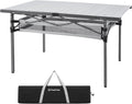 KingCamp Folding Camping Table, Portable Camp Table Foldable Aluminum Roll Up Seamless Desktop with Storage and Tall Legs for Ou