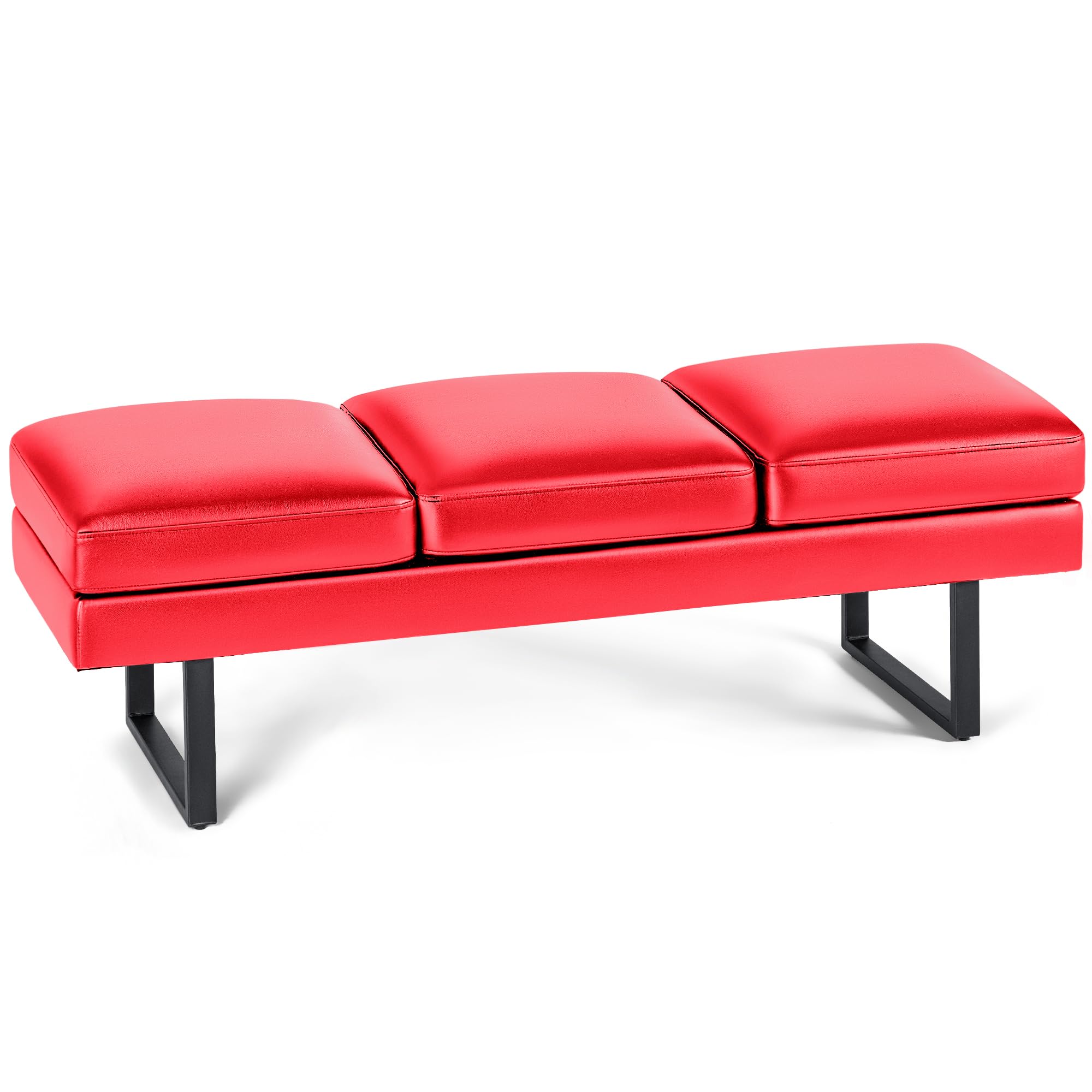 Furmax Waiting Room Chairs Faux Leather Office Guest Chair, 59.6 Inches Conference Room Chairs 3 Seats Upholstered Reception Ben