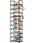 Kitsure Shoe Rack - 10-Tier Shoe Organizer with Detachable Fabric Shelves & Metal Frame, Tall Shoe Rack for Closet, Entrance, Li