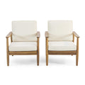 Christopher Knight Home Felix Outdoor Acacia Wood Club Chair (Set of 2), Teak Finish, Beige