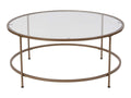 Flash Furniture Astoria Collection Round Coffee Table - Modern Clear Glass Coffee Table - Brushed Gold Frame