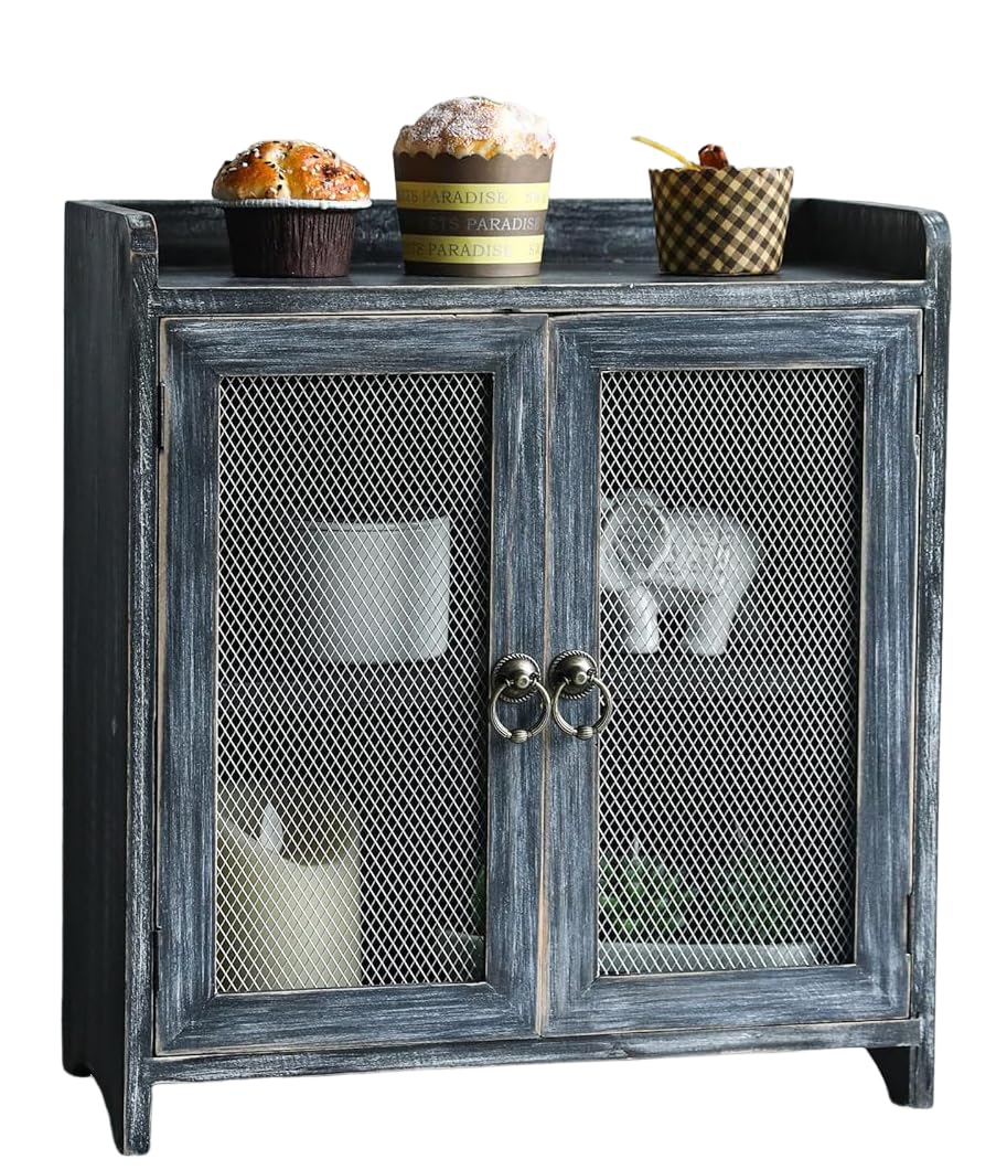 COLLECTIVE HOME - Storage Cabinet, Mini Countertop Cabinet, Wood Organizer for Bedroom Kitchen with Magnetic Door, Storage for S