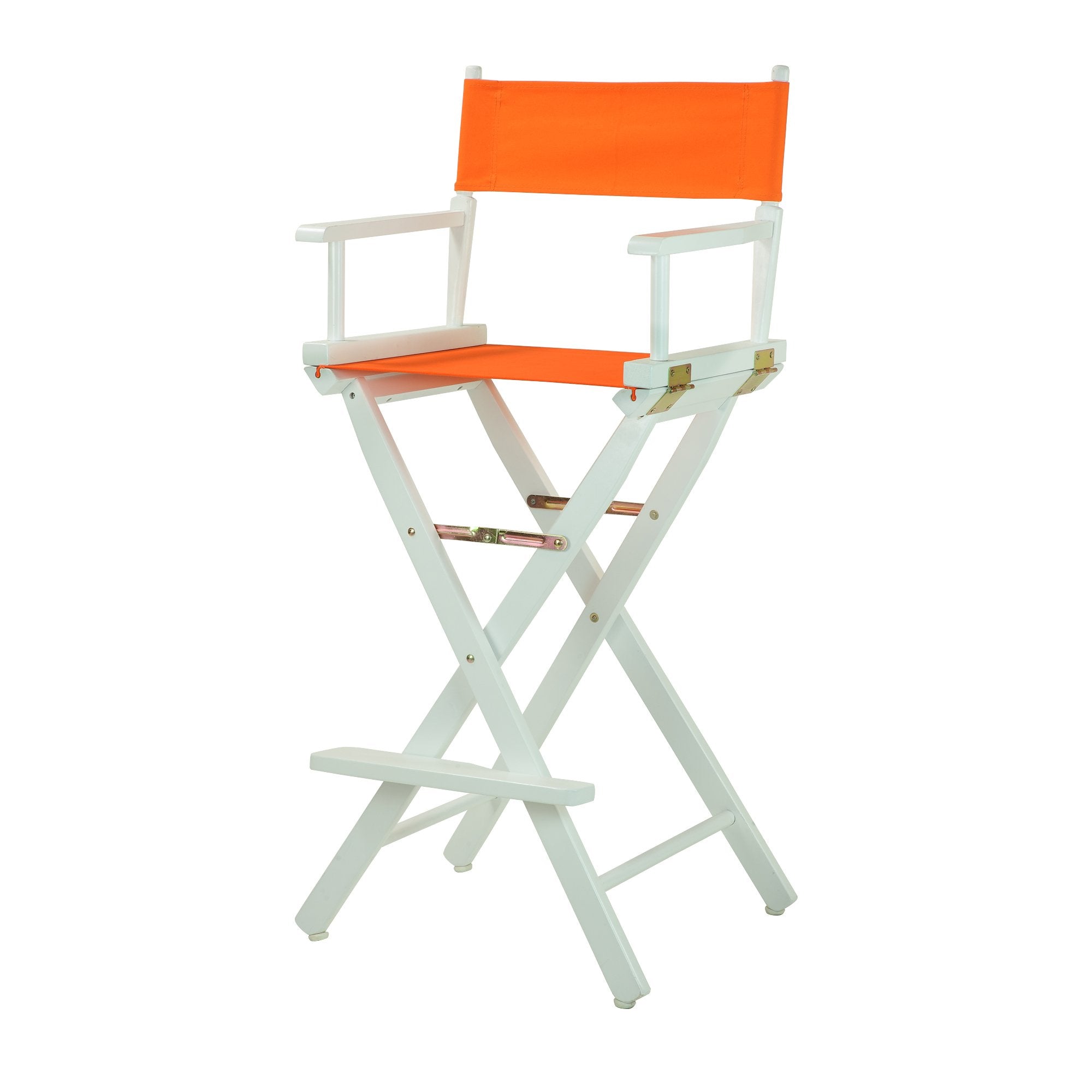 Casual Home Directors Chair ,White Frame/Tangerine Canvas,30 - Bar Height