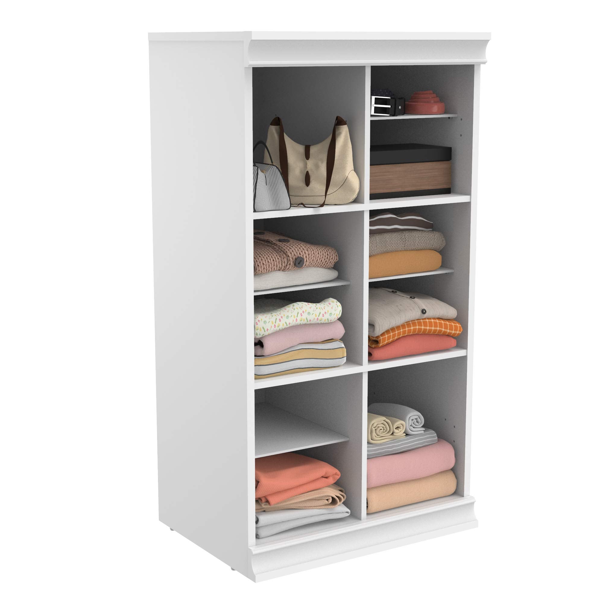 ClosetMaid Modular Storage Shelf Unit with 12 Shelves, Wood Closet Organizer Adjustable, Dividers, Stacking, Full Backer, Decora