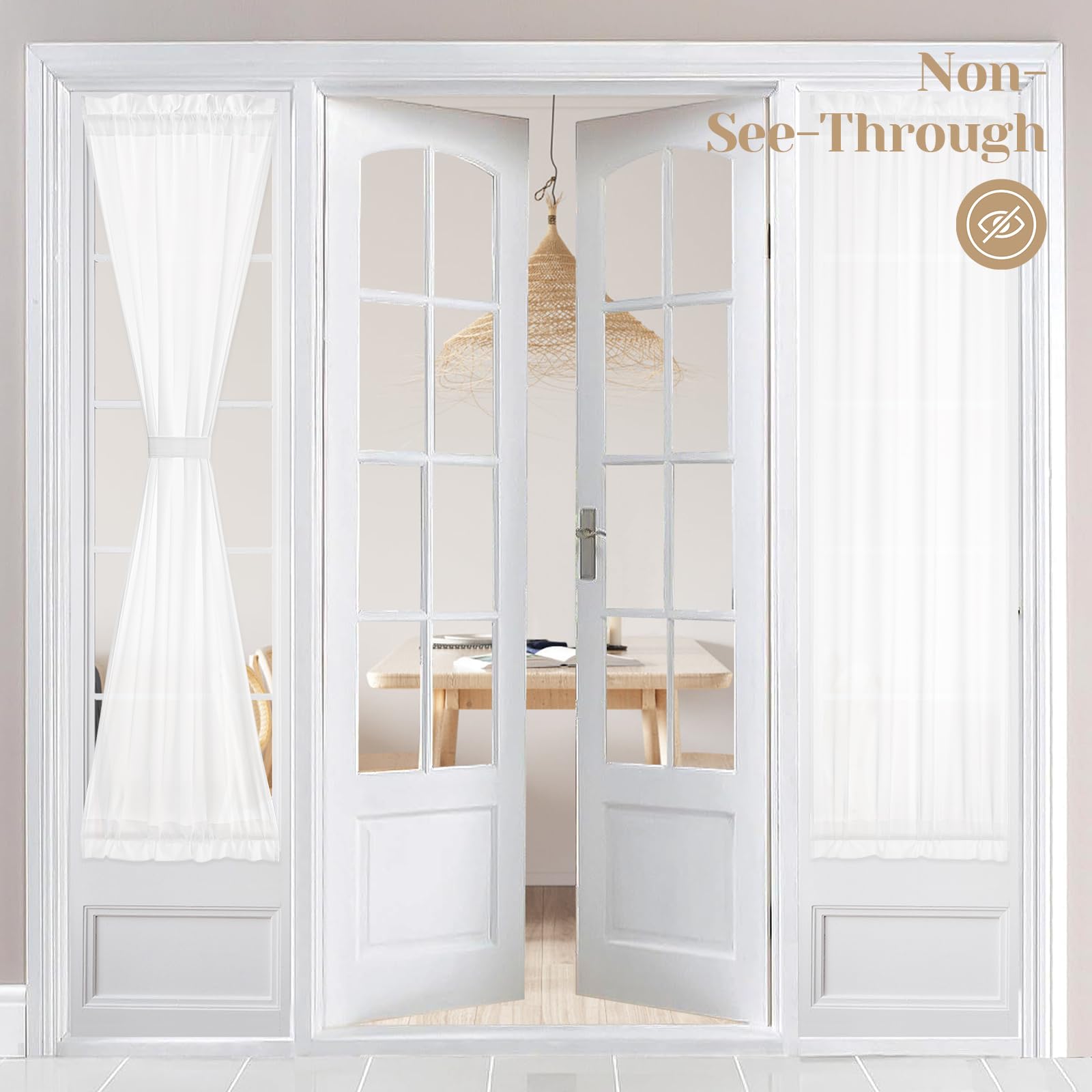 HOMEIDEAS Non-See-Through Sidelight Curtains for Front Door, Privacy Semi Sheer Door Window Curtains, Rod Pocket Light Filtering