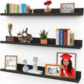 36 Inch Floating Shelves for Wall, Set of 3 in Ebony Black, Modern Rustic Style, Wall Mounted Display Shelves, Picture Ledges by