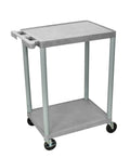 LUXOR HE32-G Utility Cart - Two Shelves Structural Foam Plastic, Four Heavy-Duty 4 Casters, Two with Locking Brake, Ergonomic Pu