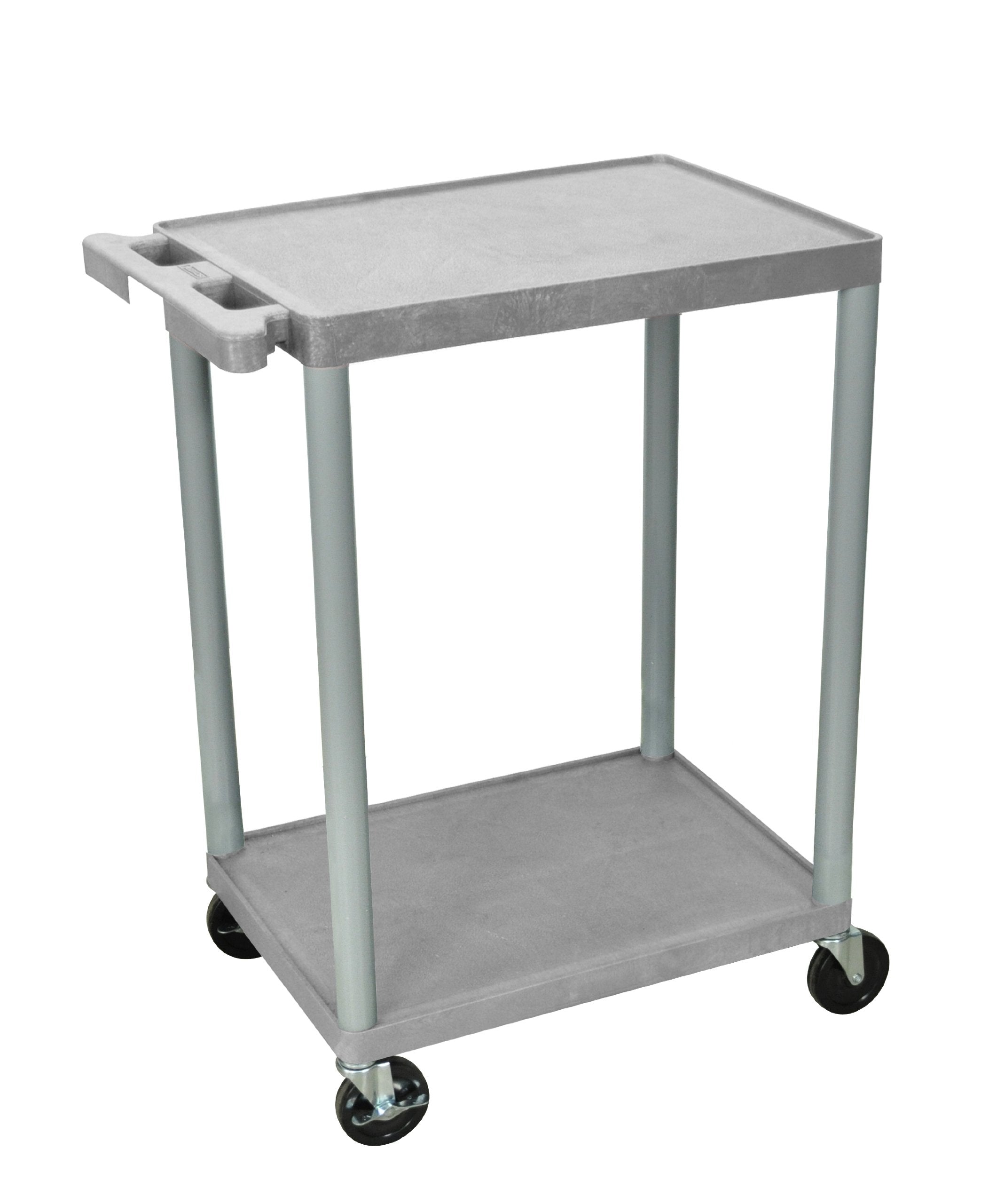 LUXOR HE32-G Utility Cart - Two Shelves Structural Foam Plastic, Four Heavy-Duty 4 Casters, Two with Locking Brake, Ergonomic Pu
