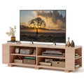 Tangkula Wood TV Stand for 65 Inch Flat Screen, Modern Entertainment Center With 8 Open Shelves, Farmhouse Storage Cabinet for L
