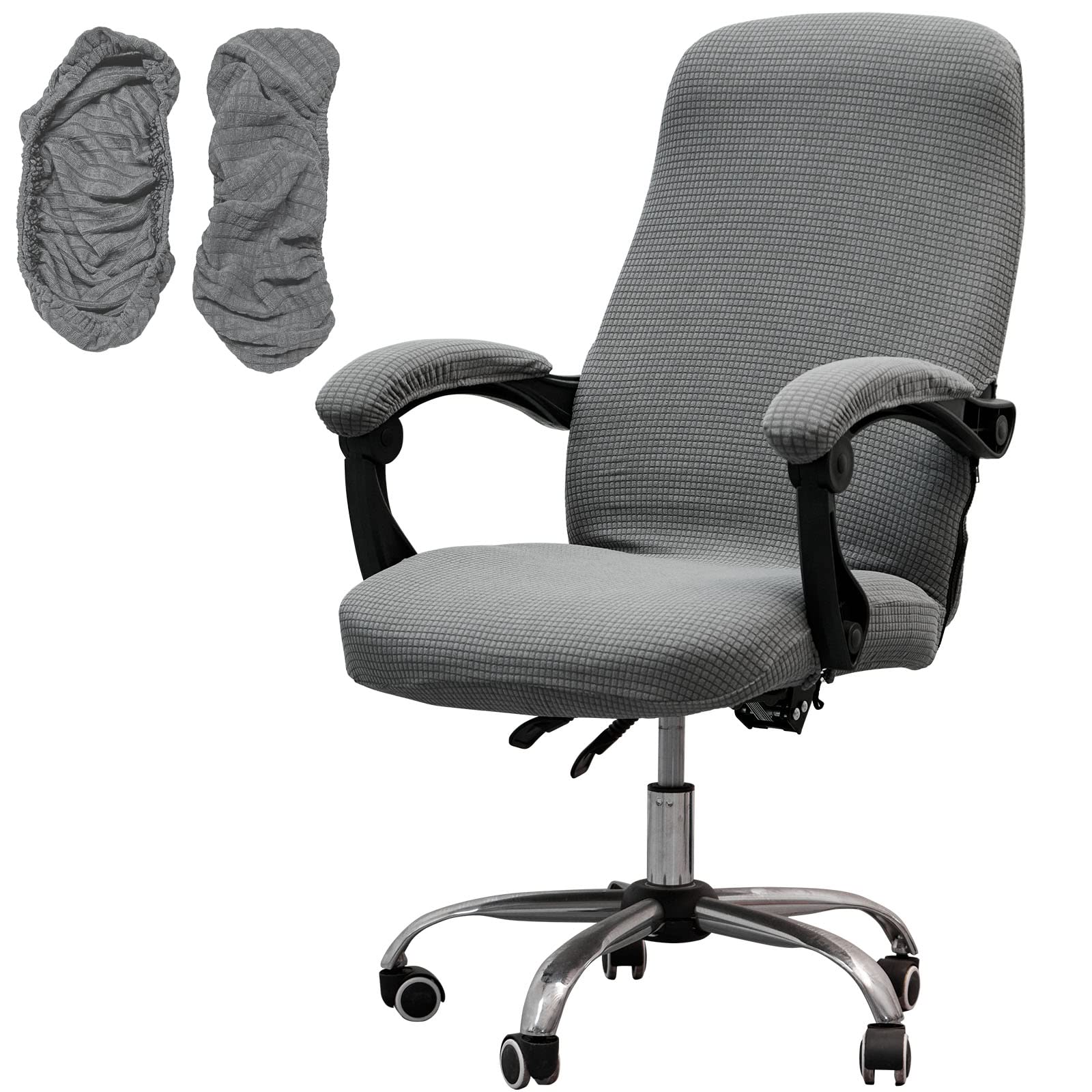 Melaluxe Office Chair Cover with Armrest Covers, Universal Stretch Desk Chair Cover, Computer Chair Slipcovers (Size: L) - Light