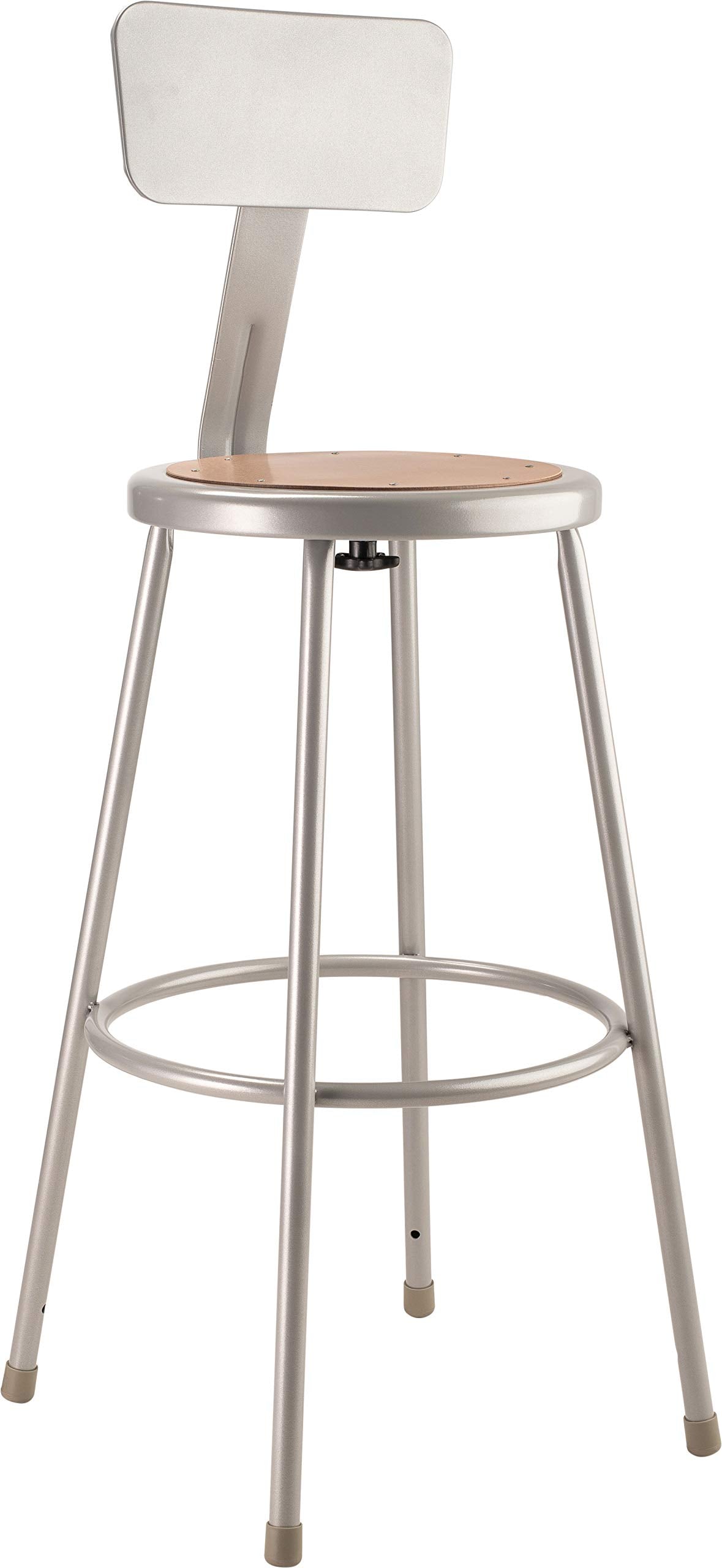 National Public Seating 6230B Grey Steel Stool with 30 Hardboard Seat and Backrest