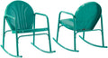 Crosley Furniture Griffith Retro Metal Outdoor Rocking Chairs, Set of 2, for Porch, Deck, Balcony, Backyard, Turquoise Gloss