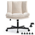LEAGOO Criss Cross Chair with Wheels, Furry Armless Desk Chair, Comfy Wide Seat Cross Legged Office Chair, Stylish Height Adjust