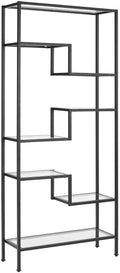 Crosley Furniture Sloane Bookshelf with Glass Shelves, Bookcase Storage, Matte Black