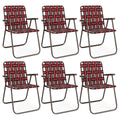 GYMAX Lawn Chair Folding, Webbed Beach Lounge Chairs Set with Highback, Outdoor Portable Lightweight Camping Dinning Chair for P