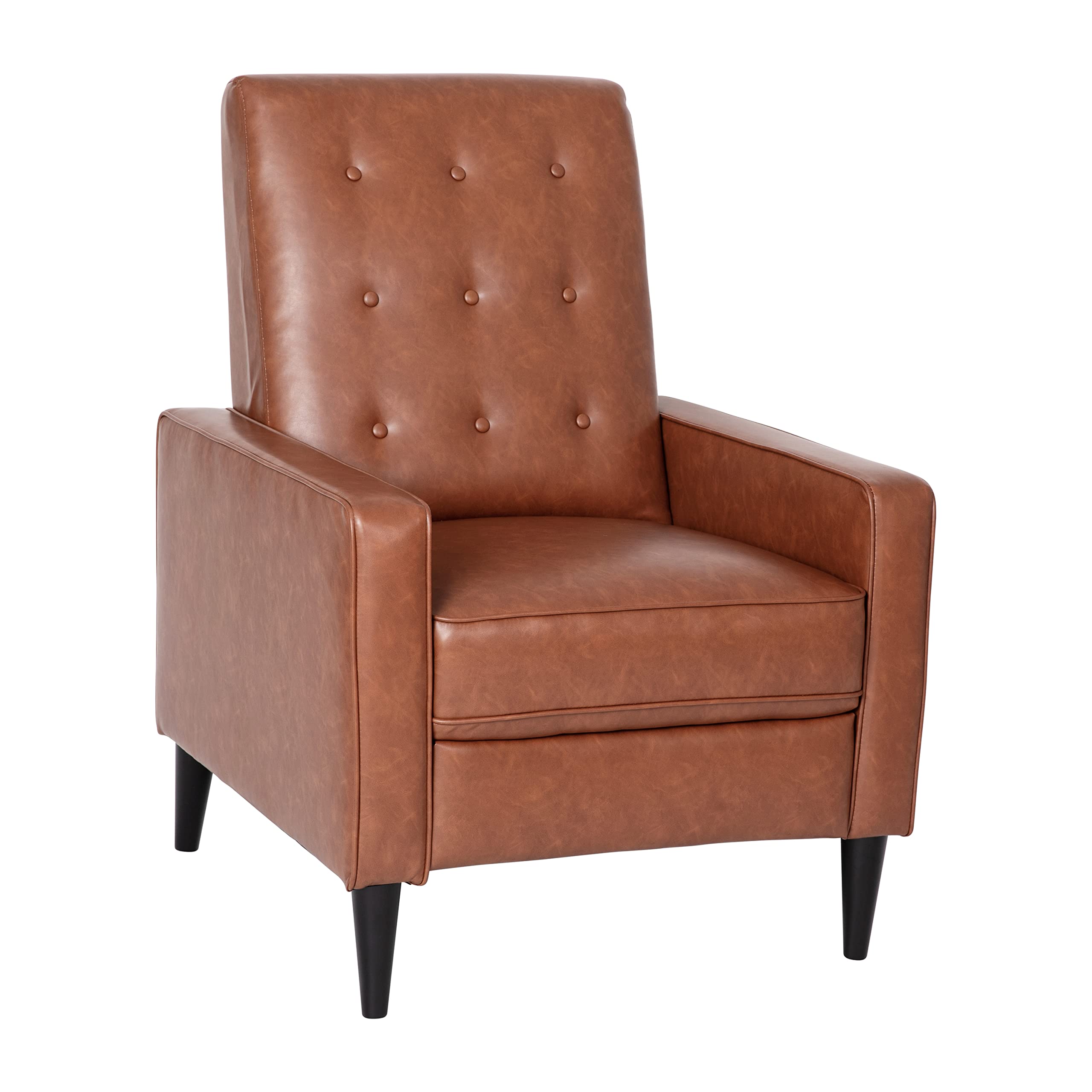 Flash Furniture Erza LeatherSoft Button Tufted Pushback Recliner, Mid-Century Modern Recliner Chair for Residential and Commerci