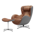 Nouhaus Classic Massage Chair with Ottoman. Caramel Leather Lounge Chair, with Percussive Shiatsu Chair Massager, Speaker and Re