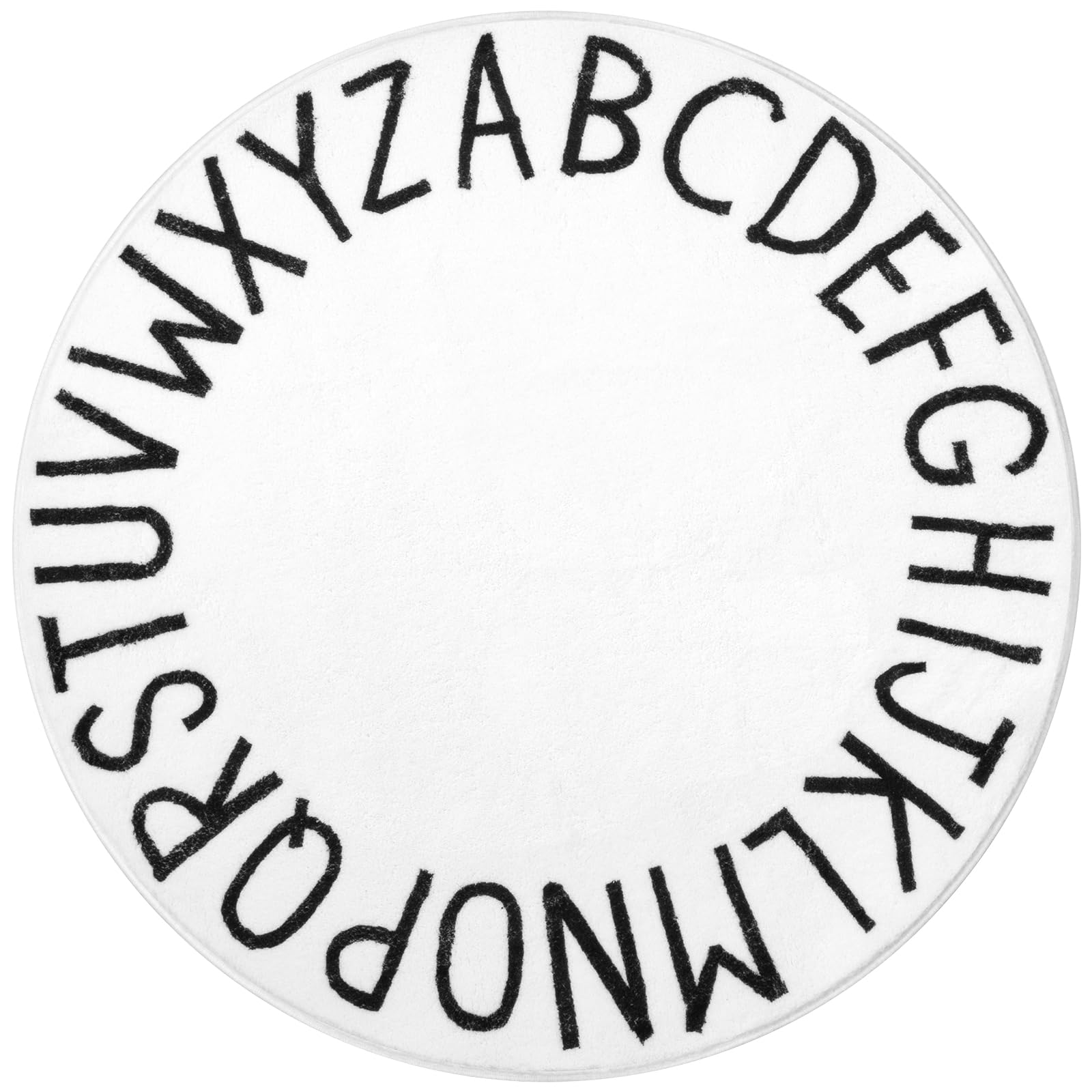 SHACOS Ultra Soft Fluffy Round ABC Rug 4 Ft Washable Cushioned Rugs for Toddlers Baby Crawling Kids Room Playroom Nursery Alphab