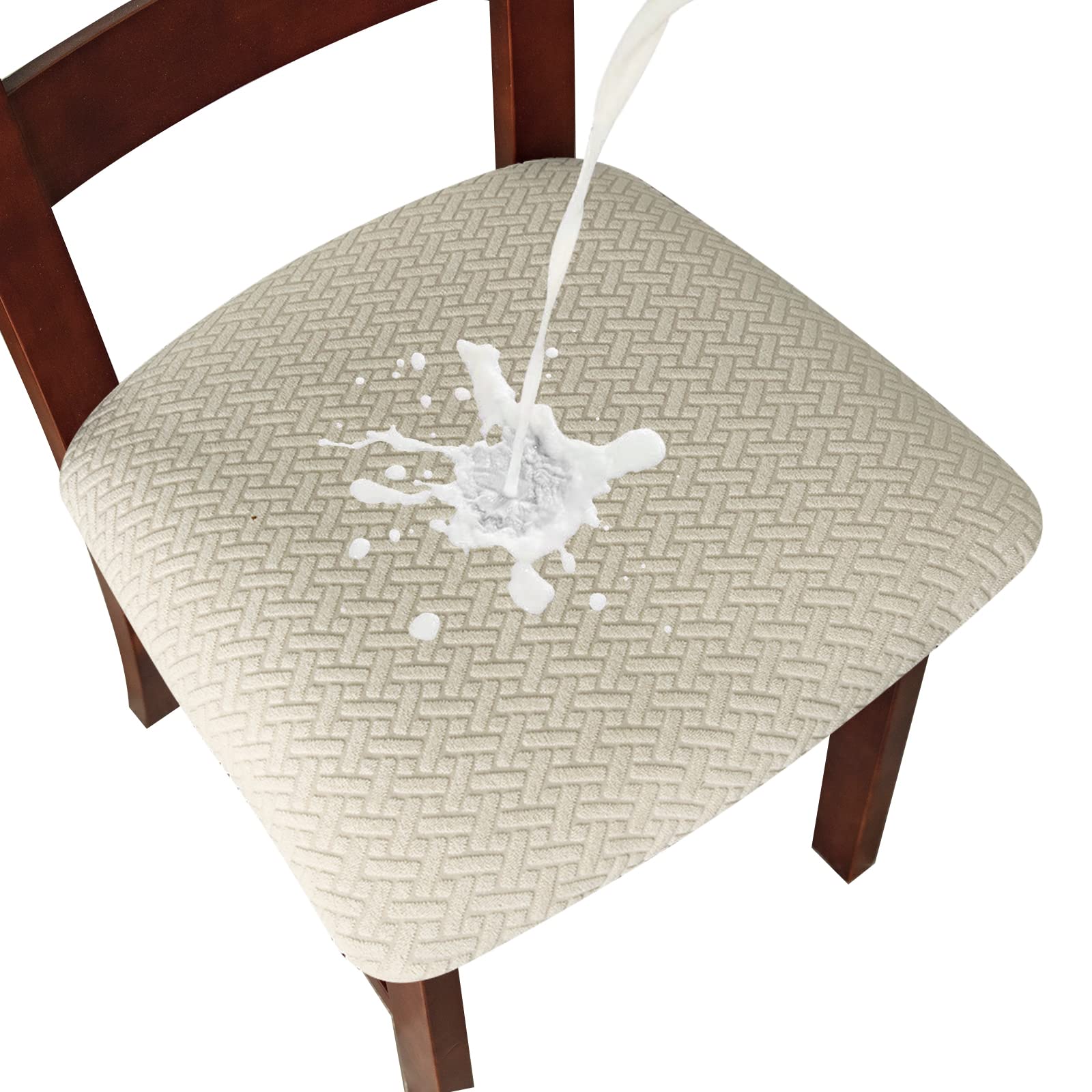 Genina Waterproof Seat Covers for Dining Room Chairs covers dining chair seat covers Kitchen Chair Covers slipcovers (Beige, 2 P