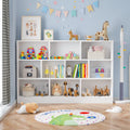 ECACAD Bookcase, Wood Bookshelf with 3 Tier Open Shelves, 10-Cube Storage Organizer Display Shelf for Living Room, Home Office, 