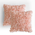 MIULEE Pack of 2 3D Decorative Spring Romantic Stereo Chiffon Rose Flower Pillow Covers Solid Square Pillowcases for Valentines 