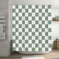 Ohocut Checkered Shower Curtain, Sage Green Shower Curtains for Bathroom, Cute Retro Checkerboard Shower Curtain Vintage Aesthet