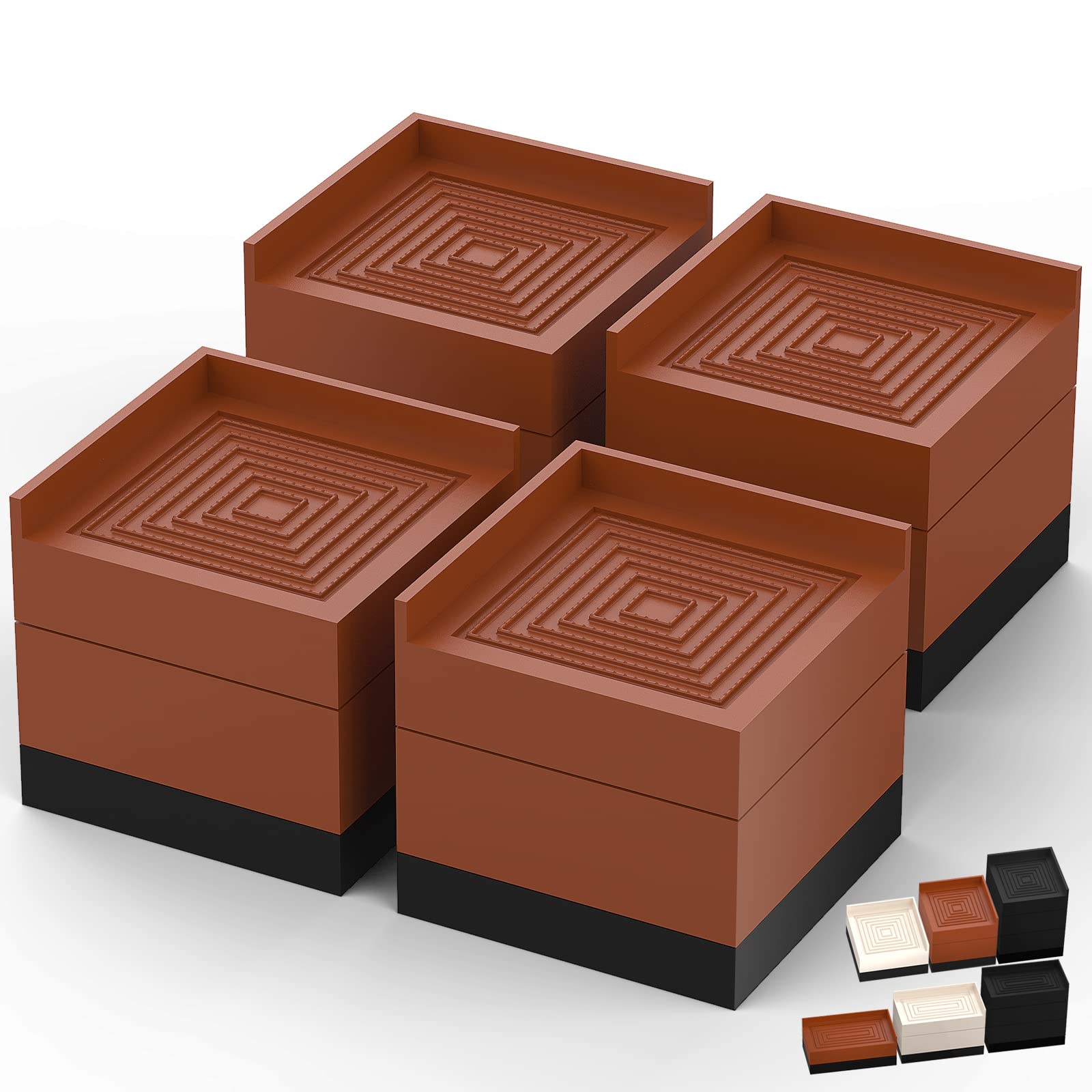 Tclouda Furniture Risers, Bed/Sofa/Desk/Table/Chair Leg/Fridge Lifts to 1.5, 3 and 4 in, Square Adjustable Risers Blocks for Ext