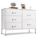 WLIVE White Dresser for Bedroom with 5 Drawers, Fabric Dresser for Living Room, Wide Chest of Drawers for Bedroom, Closet, Hallw