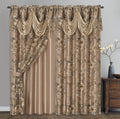 GOHD Roman Romance. Burnt-Out Printed Organza Window Curtain Panel Drape with Attached Fancy Valance and Taffeta Backing (Sand, 