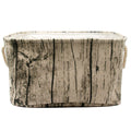 Jacone Stylish Tree Stump Design Wood Grain Rectangular Storage Basket Washable Cotton Fabric Nursery Hamper with Rope Handles, 