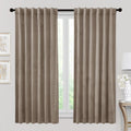 RYB HOME 72 inches Velvet Curtains for Farmhouse - Earth Tone Privacy Blackout Energy Efficient Window Treatment for Home Office