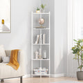 Wisuce Corner Shelf Stand - 5 Tier White Bamboo Small Corner Bookshelf for Office Kitchen Bedroom Plant Stand Living Room Decor 