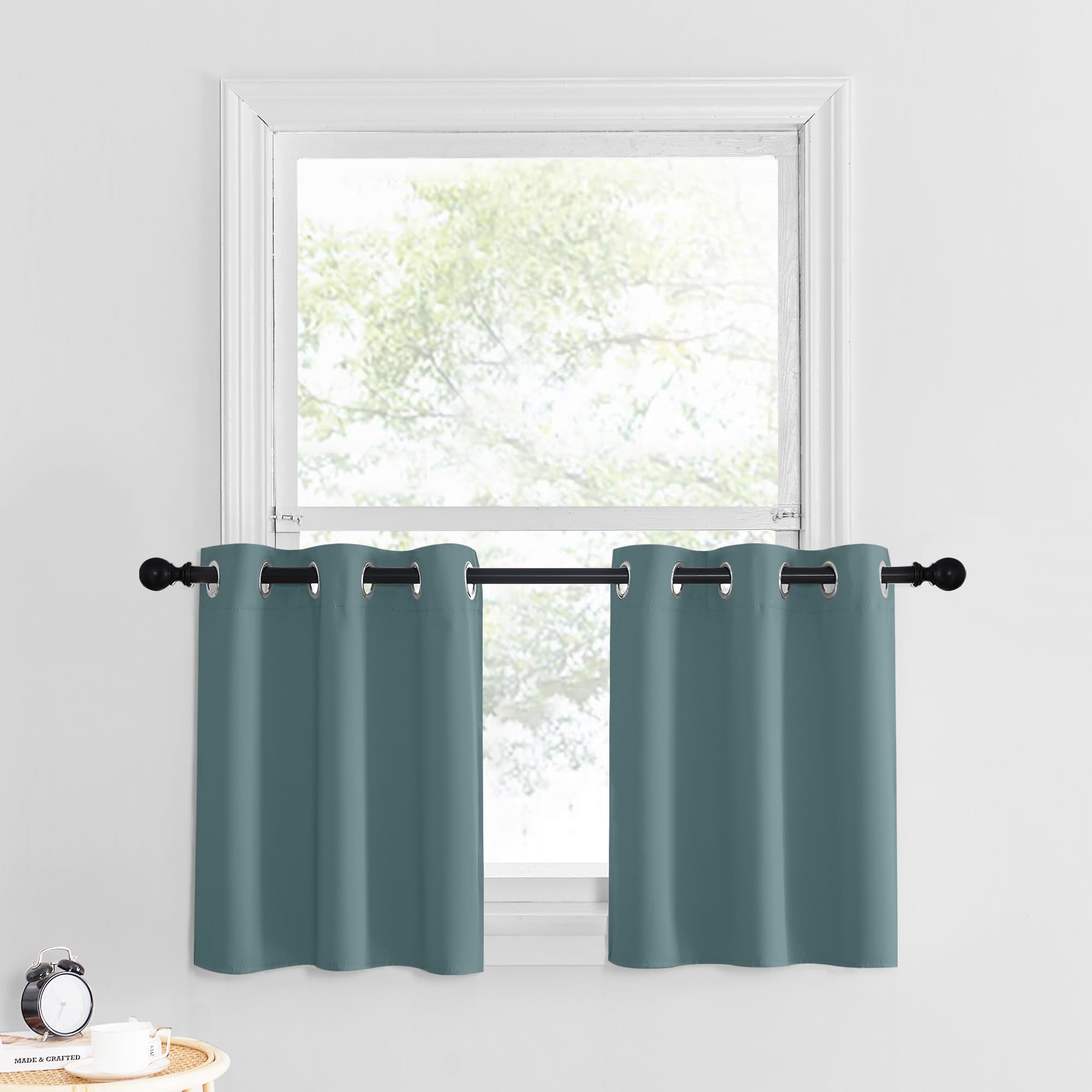 NICETOWN Short Curtains for Small Window Blackout Portable Blinds Shades for Bedroom Bathroom Kitchen, Window Covering for Class
