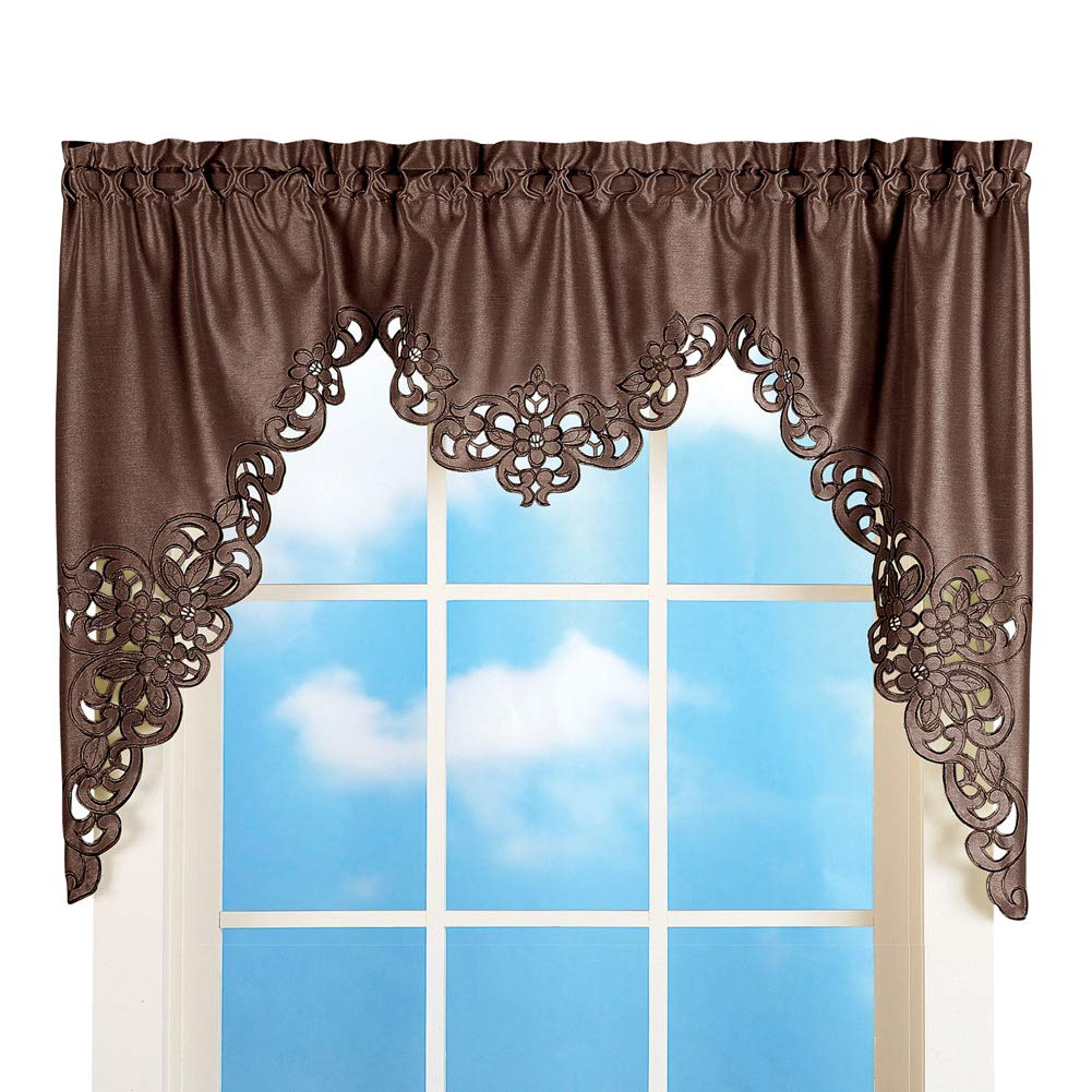 Collections Etc Elegant Scroll Window Valance Chocolate 58 X 36, Chocolate, 58 X 36